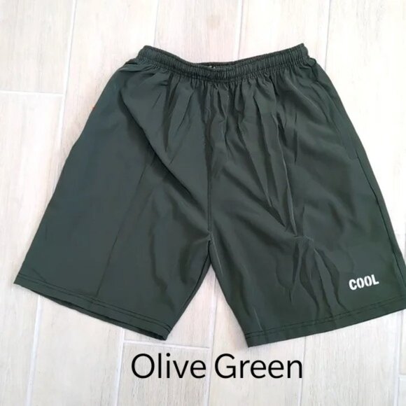 Athletic drawstring shorts with zipper pockets in OLIVE GREEN color youth sizes - Picture 1 of 2